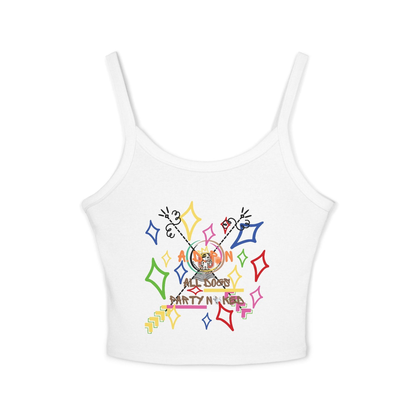 Women's All Dogs Party Naked Spaghetti Strap Tank Top
