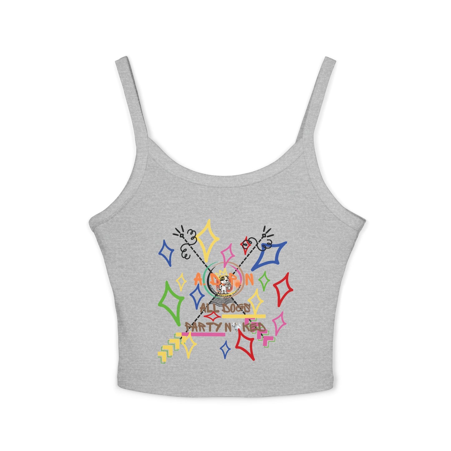Women's All Dogs Party Naked Spaghetti Strap Tank Top