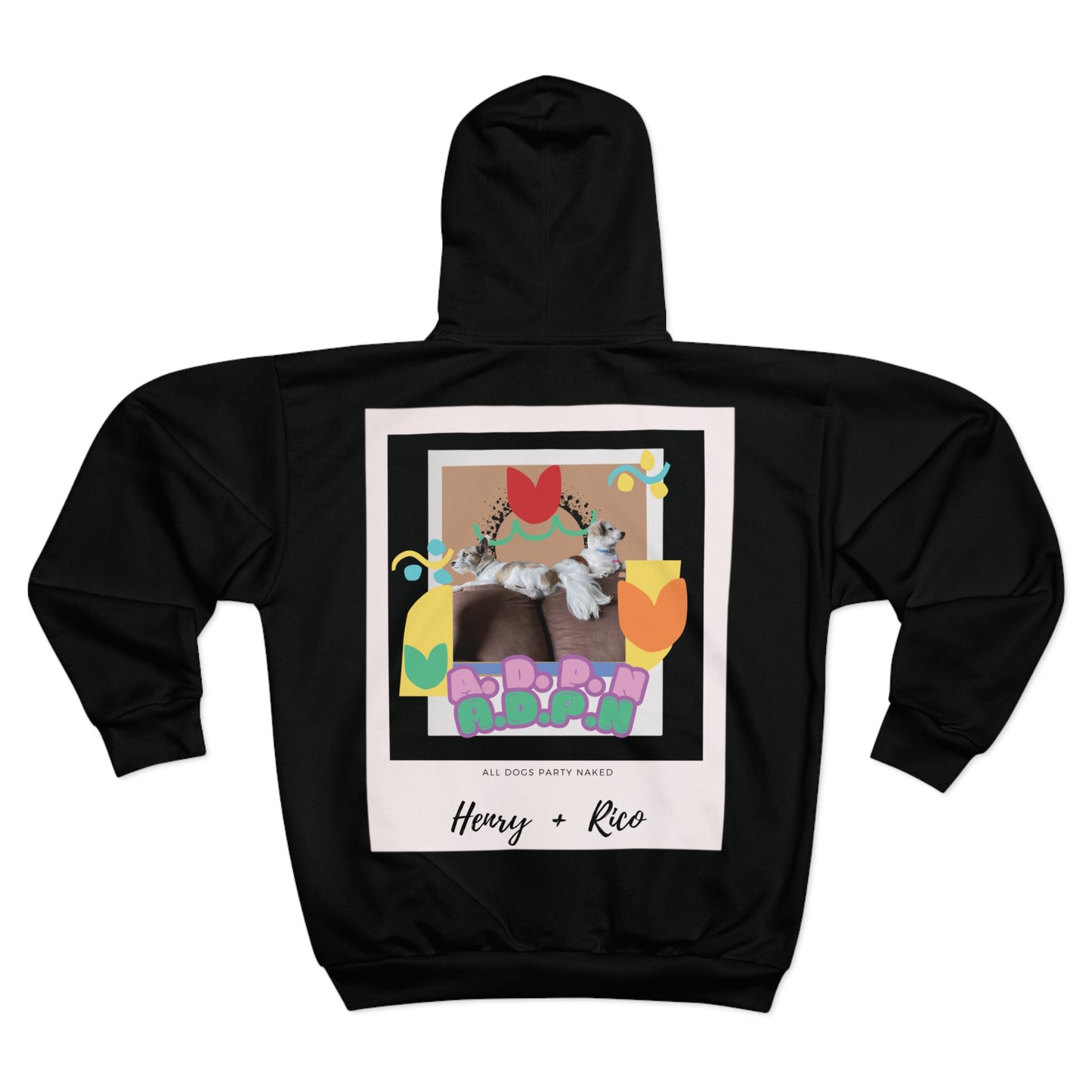 All Dogs Party Naked – Black Zipper Hoodie